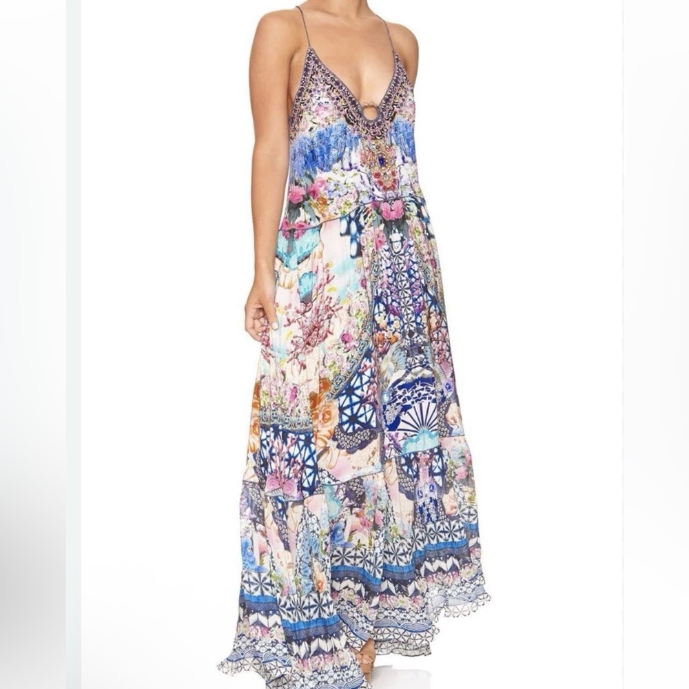 Camilla Shibori Shores U- Ring Maxi Dress NWOT